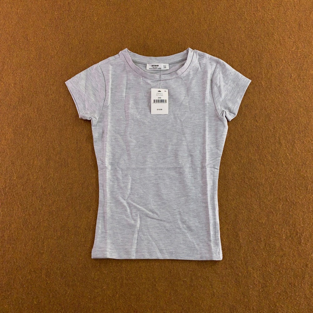 Cotton On Womens 2XS Grey Marle All Day Crew Tee Short Sleeve T-Shirt NWT